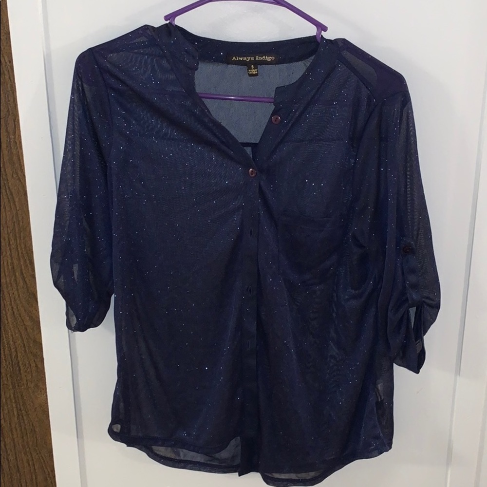 Always Indigo Glitter Blouse